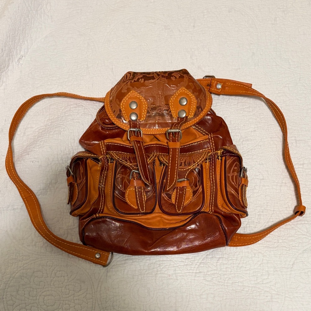 Leather backpack purse